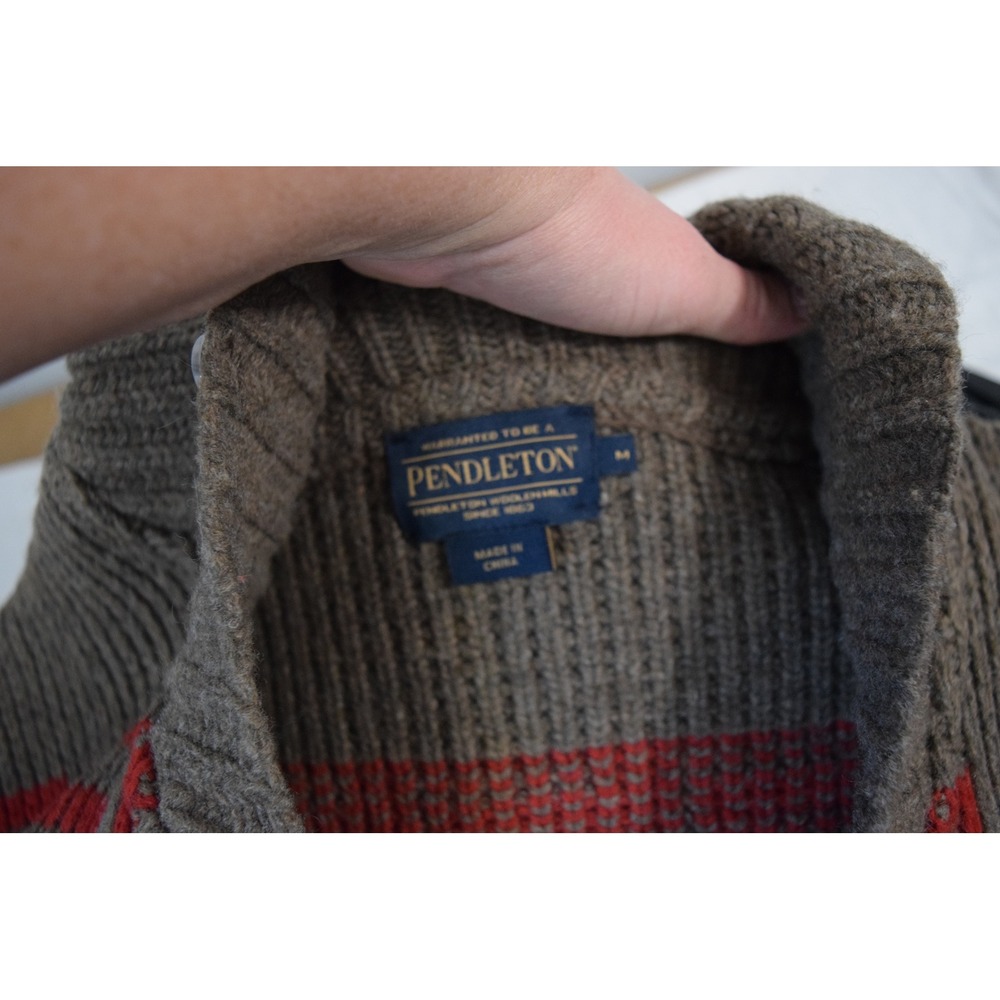 Pendleton Westerley Wool Zip Up Sweater Medium Br… - image 4